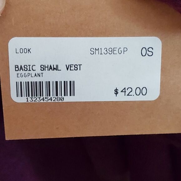 Look NWT Eggplant Shawl Vest Wrap Tunic Cloak Covering - One Sized - Picture 5 of 7